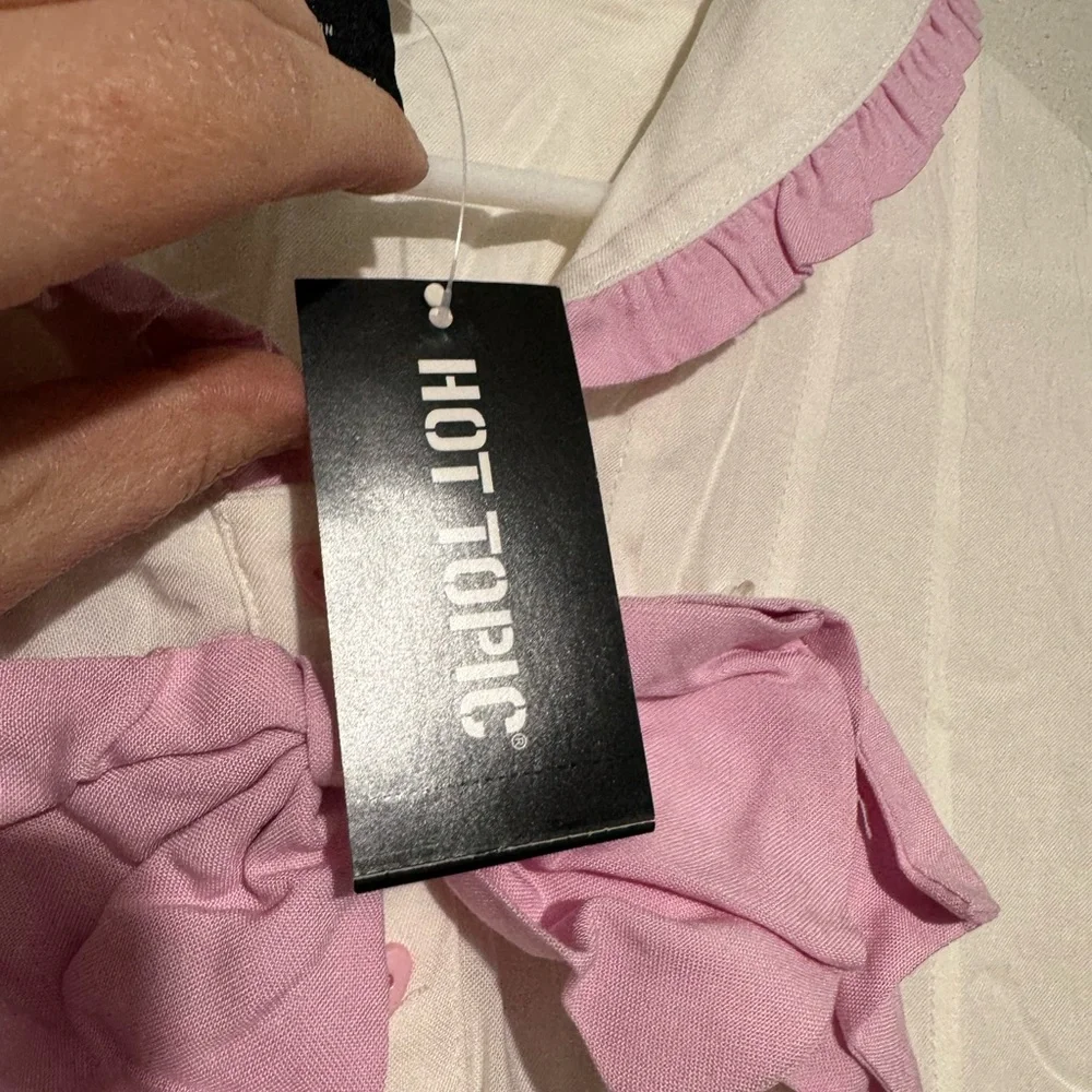 NWT Bunny Ears Sailor Collar Coquette Blouse Size M Pink‎ White Ruffle Bow Twee